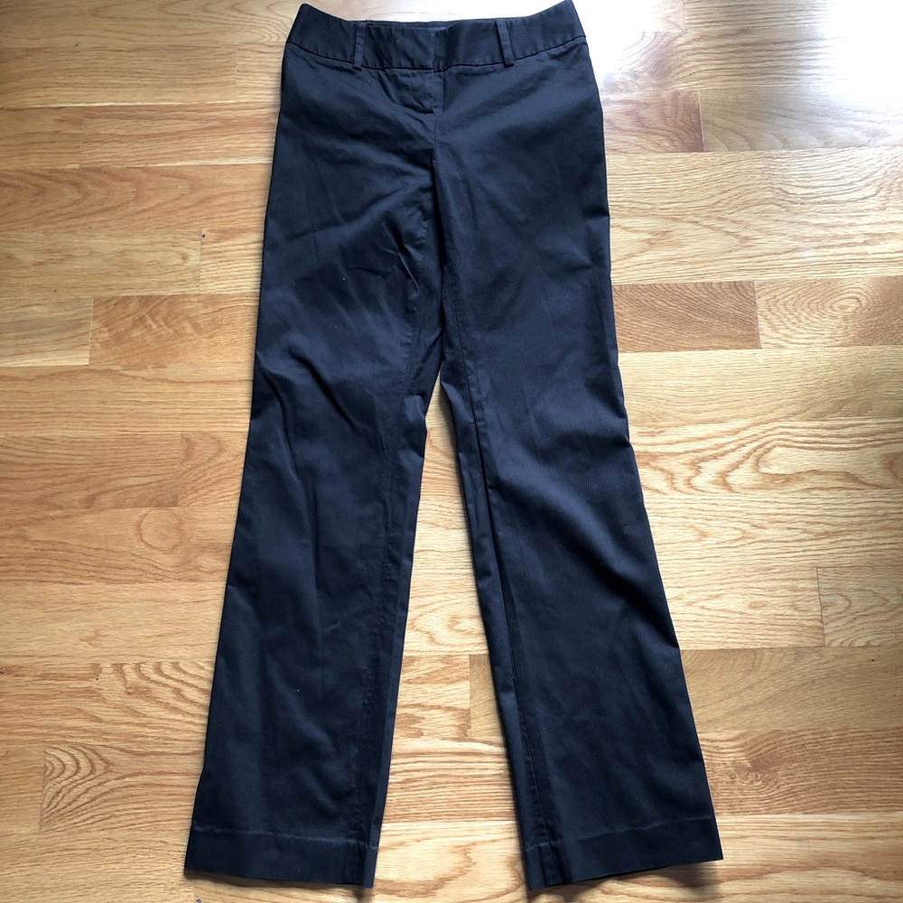 Ann Taylor Black Textured Cotton Wide Waistband Straight Leg Pants 0